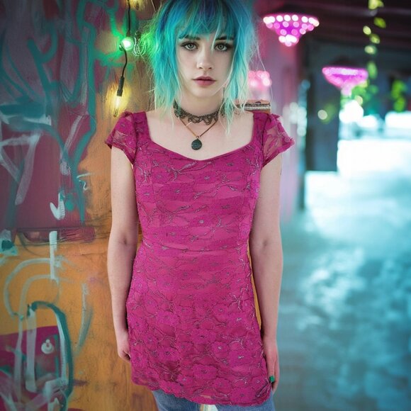 2 for $20 ⚜️ ixia Short Pink Shiny Whimsical Coquette Mini Dress Size Small - Picture 1 of 7